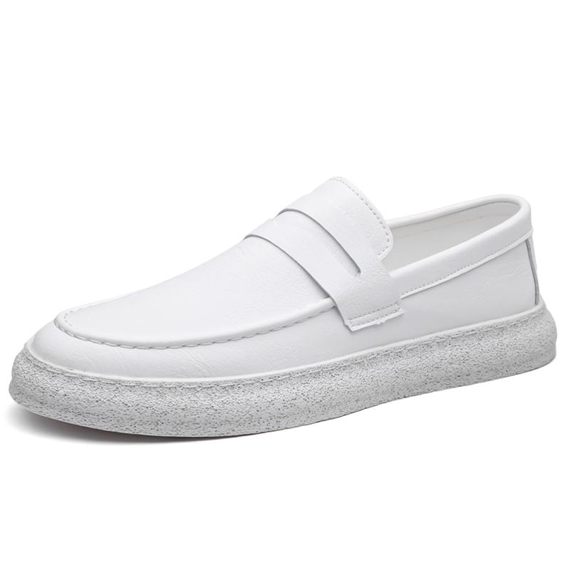 New Style Men's Casual Driving Soft Bottom Shoes Spring British Style Slip-On Lazy Person Comfortable Rubber Sole Leather Shoes