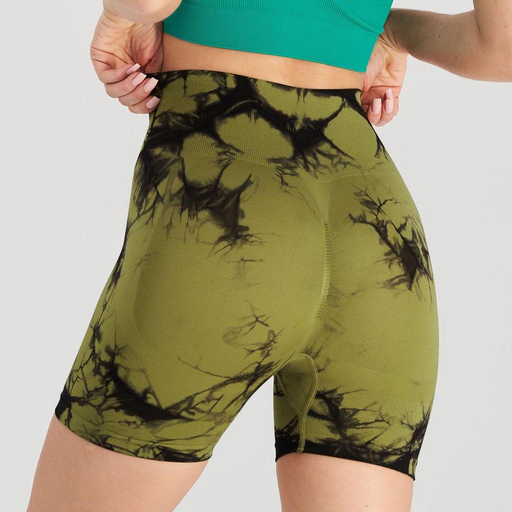 High Waist Tie-Dye Yoga Shorts for Women - Tummy Control & Butt Lift, Sports Fitness Style