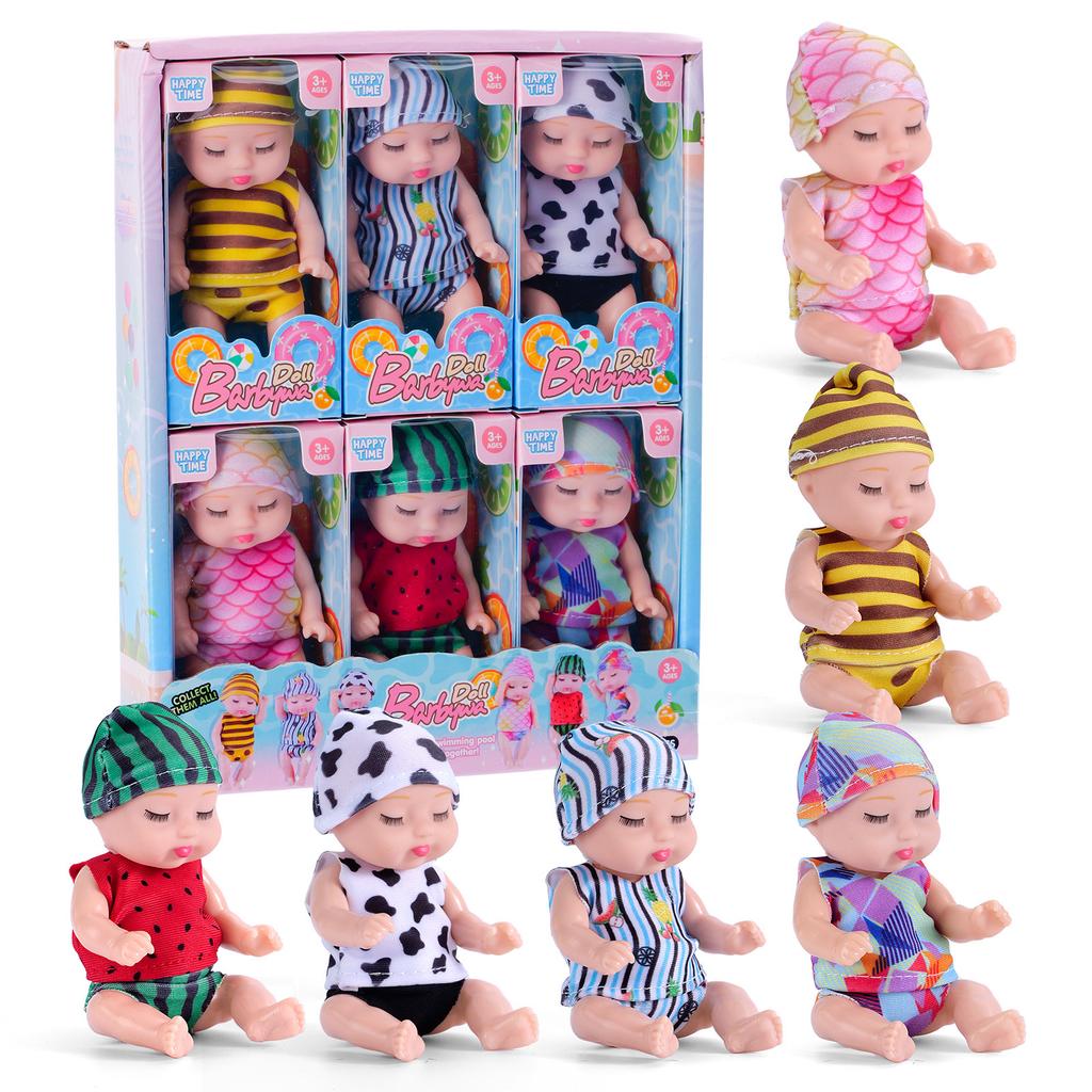 4-inch Mini Reborn Doll Simulation Baby Doll Washable Animal Clothes BJD Doll Easter Christmas Birthday Newborn Gift Set Box