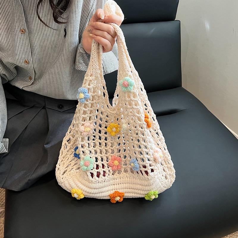 Hollow Solid Flowers Shoulder Bag Fabric Lace Women's Bags High Quality Versatile High Quality New Soft Women's Handbags AVE