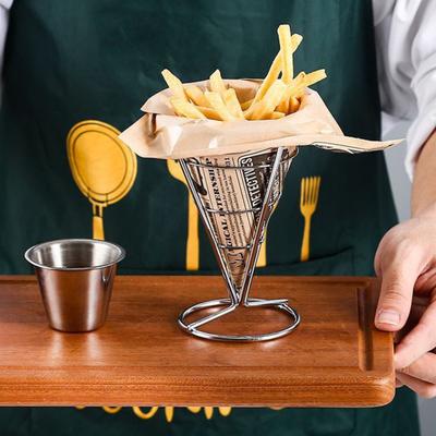 Patates Kızartması Standı Dayanıklı Metal Çip Paslanmaya dayanıklı Bardak Tutucu ile Oymak Kızarmış Tavuk Vitrin Gıda Mezeler için