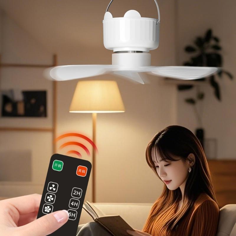 Compactly DC5V Hanging Fan Remote Operated 3Wind Gears Ceiling Fan Quiet Cooling For Home Camping Bed Tent Space