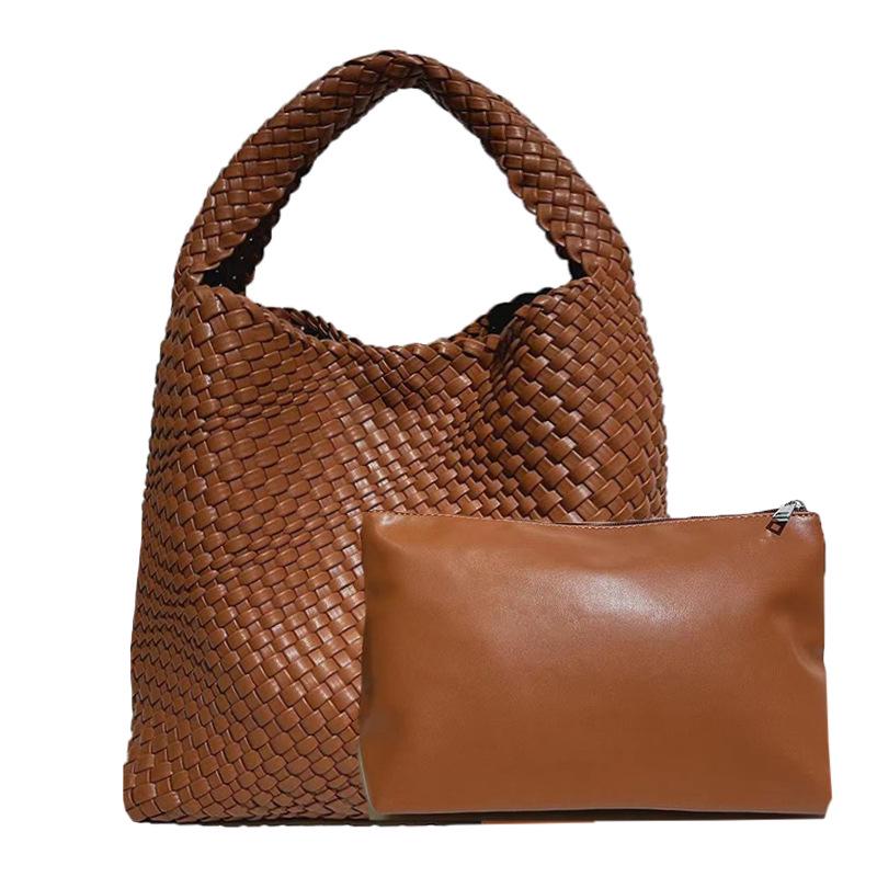 Women's Large Capacity Woven Shoulder Bag – Versatile Tote for Shopping, Commuting, and Everyday Use