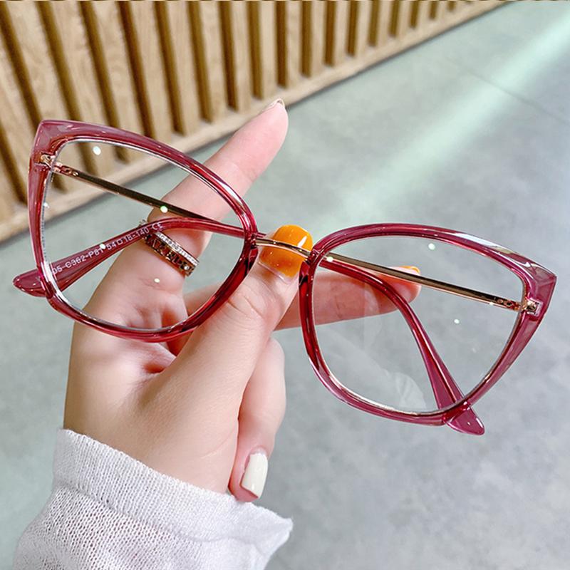 Blue Light Glasses Female Myopia Leopard Feline 0 Ray Cat's -6. Blocking Eye Finished Optical to Classic Ladies Spectacle Pink Retro Women's