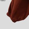 INCERUN Men Casual Wrap Elastic Waist Texture Corduroy Long Drop-crotch Pants Harem Trousers
