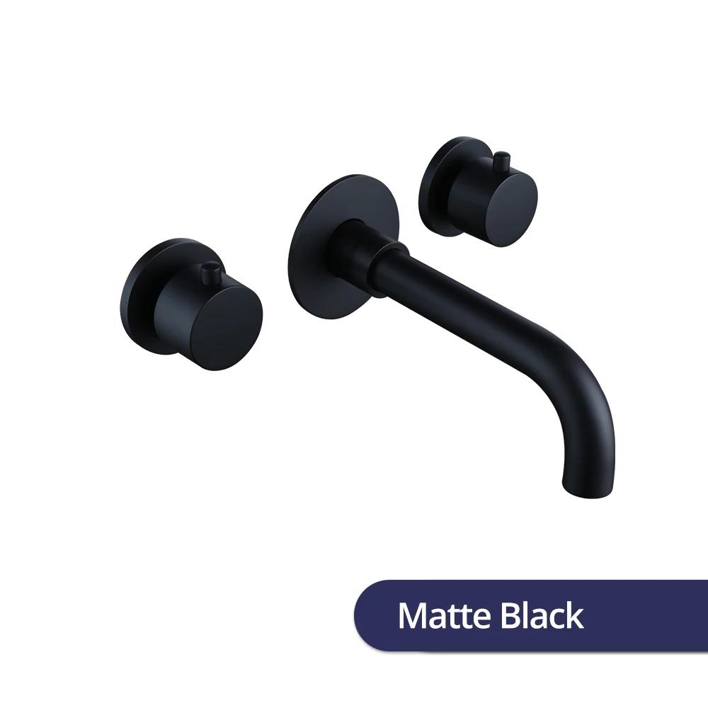 Brushed Rose Gold Basin Faucet 100% Solid Brass Sink Faucet Wall Mounted Brushed Gold Basin Mixer Hot And Cold Bathroom Tap