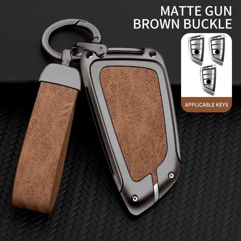 Zinc Alloy Leather Car Key Case For Bmw X5 X3 X1 X6 X7 1 3 5 6 7 Series G20 G30 G11 F15 F16 G01 G02 E39 E46 Car Key Case