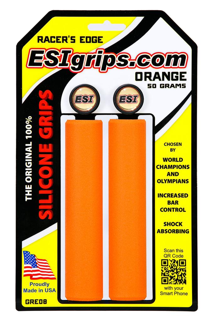 ESI Grips Edge MTB 30mm Outer Diameter x 130mm Length Racer's Grips, CESGRREOR, Orange,
