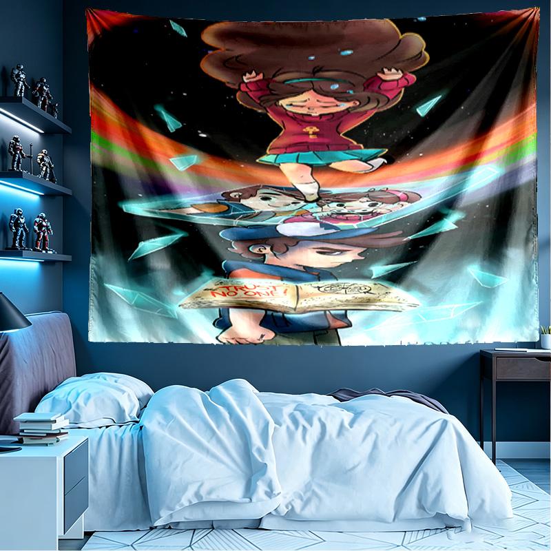 Gravity Falls Print Tapestry, Lightweight Wall Hanging, for Bedroom, Dorm, Living Room, Home Art Decor, Birthday Christmas Gift for Friends