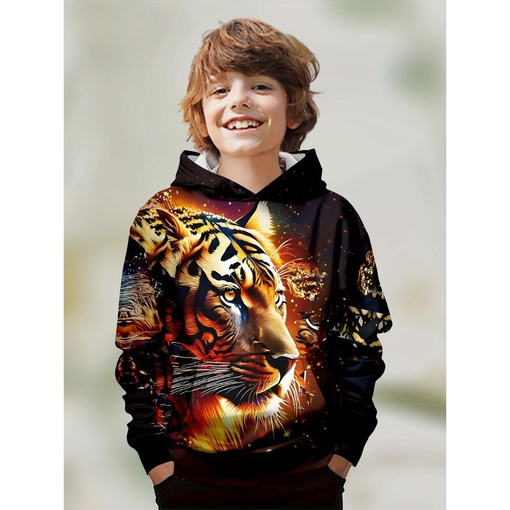 Kids Clothes Boys Hoodies Long Sleeve 3D Tigers Print Children Spring Fall Clothes Casual Outdoor Stylish Boy Girl Clothes Tops