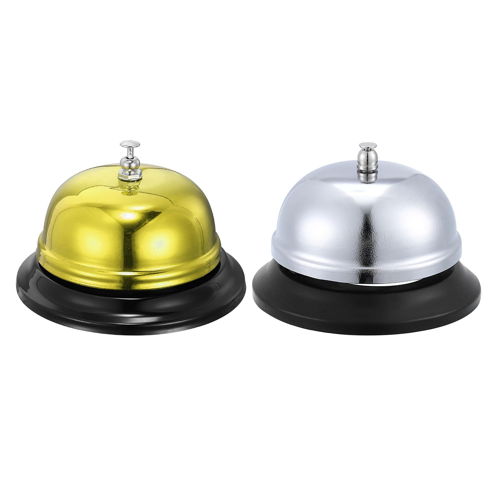 

uxcell Set of 2 Call Bells, 100mm3.94 Desk Bells for Restaurants, Hotels, Kitchens, Bars, Parties, and Classrooms (Silver and Gold)