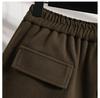 Autumn Winter Women Woolen Blend Shorts Culottes Ladies Black Coffee Elastic Waist Wide Leg Short Pants Plus Size