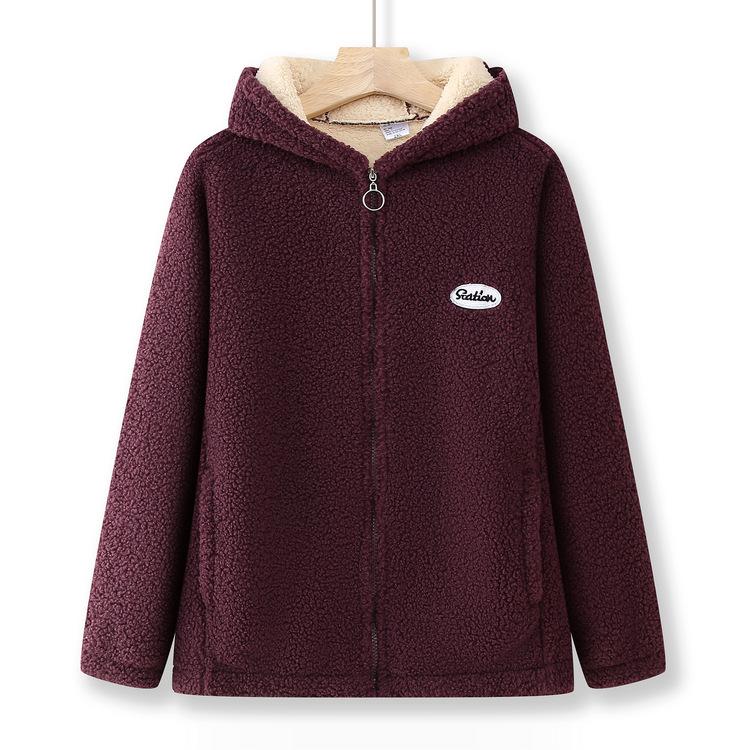 

Новая зимняя мода для женщин среднего и пожилого возраста, флисовая куртка с гранулами, большого размера, костюм для мамы, плюс бархатный теплый топ с капюшоном 3XL