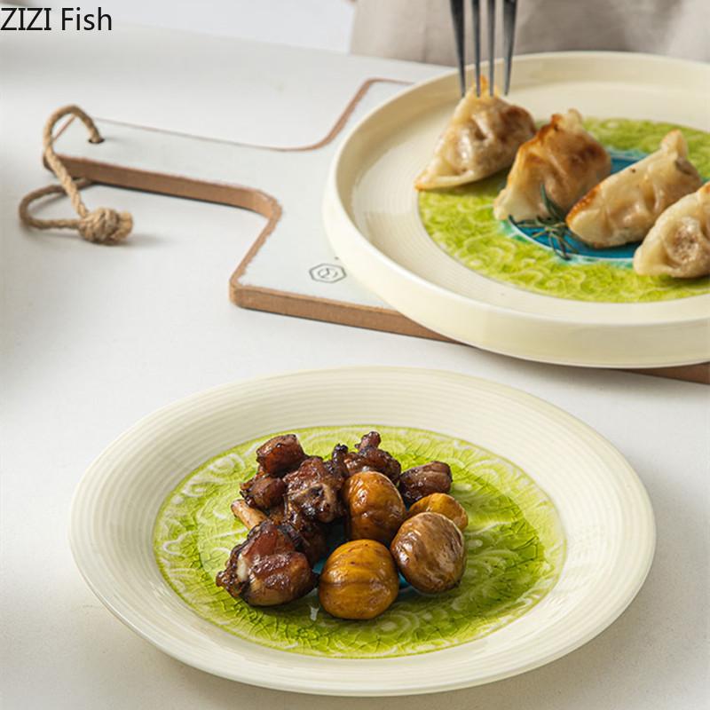 Hotel Restaurant Ceramic Steak Plate Decoration Nordic Style Home Kitchen Dessert Plate Tableware Creative Breakfast Salad Plate