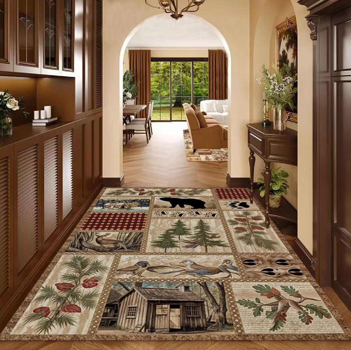 

Rustic Style Animal Pattern Carpet Living Room Non-slip Soft Decoration Bedroom Rug Easy Cleaning Entrance Door Mat Customizable 60*90cm