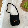 Horn Buckle Knitted Crossbody Bag Vintage Autumn Winter Mobile Phone Case for Women Fashion Mini Purse Korean INS Style Bag