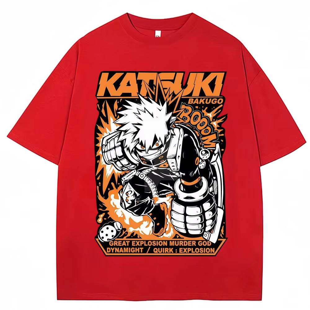 Anime My Hero Academia Bakugo Katsuki Print TShirts Vintage Harajuku Fashion Unisex Women Tshirts pure Cotton Casual T Shirt
