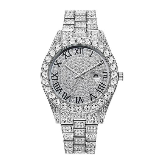 Women Bracelet Watch Ladies Quartz Analog Watch Rhinestone Dial Wristwatch with Calendar for Office Date Party серебряный