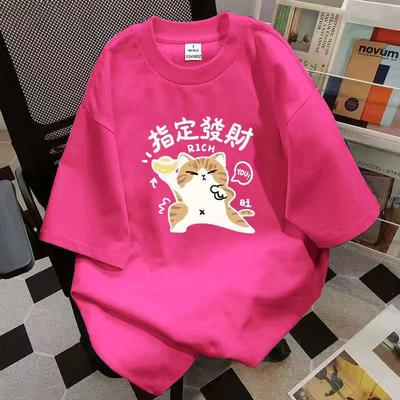 2025 New Cotton Short-sleeved T-shirt Female Summer Loose Trend Printing Fashion Tops