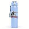 1PC Faint band group grunge sketch print 750ml colorful plastic sports water bottle leakproof pop up lid with straw for outdoor work home use