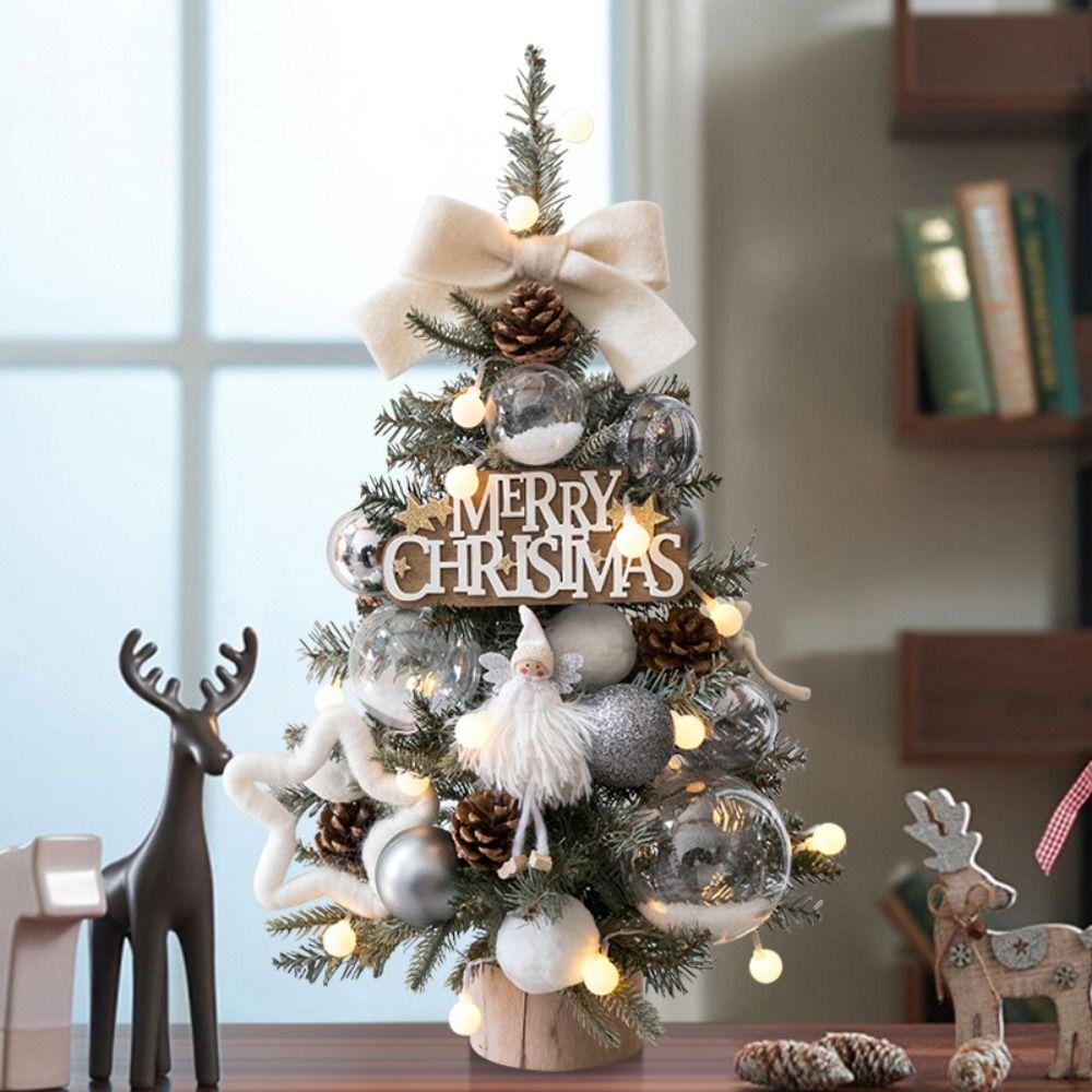 45cm DIY Christmas Tree Kit Artificial Pine With Light Desktop Christmas Tree Pine Branch Handicraft Christmas Decorations