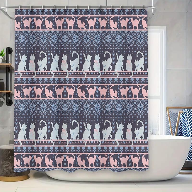

Winter Forest Deer Shower Curtain Christmas Holiday Woodland Nature Backdrop Waterproof Fabric Bathroom Decor W60H190(CM)-1 Pcs