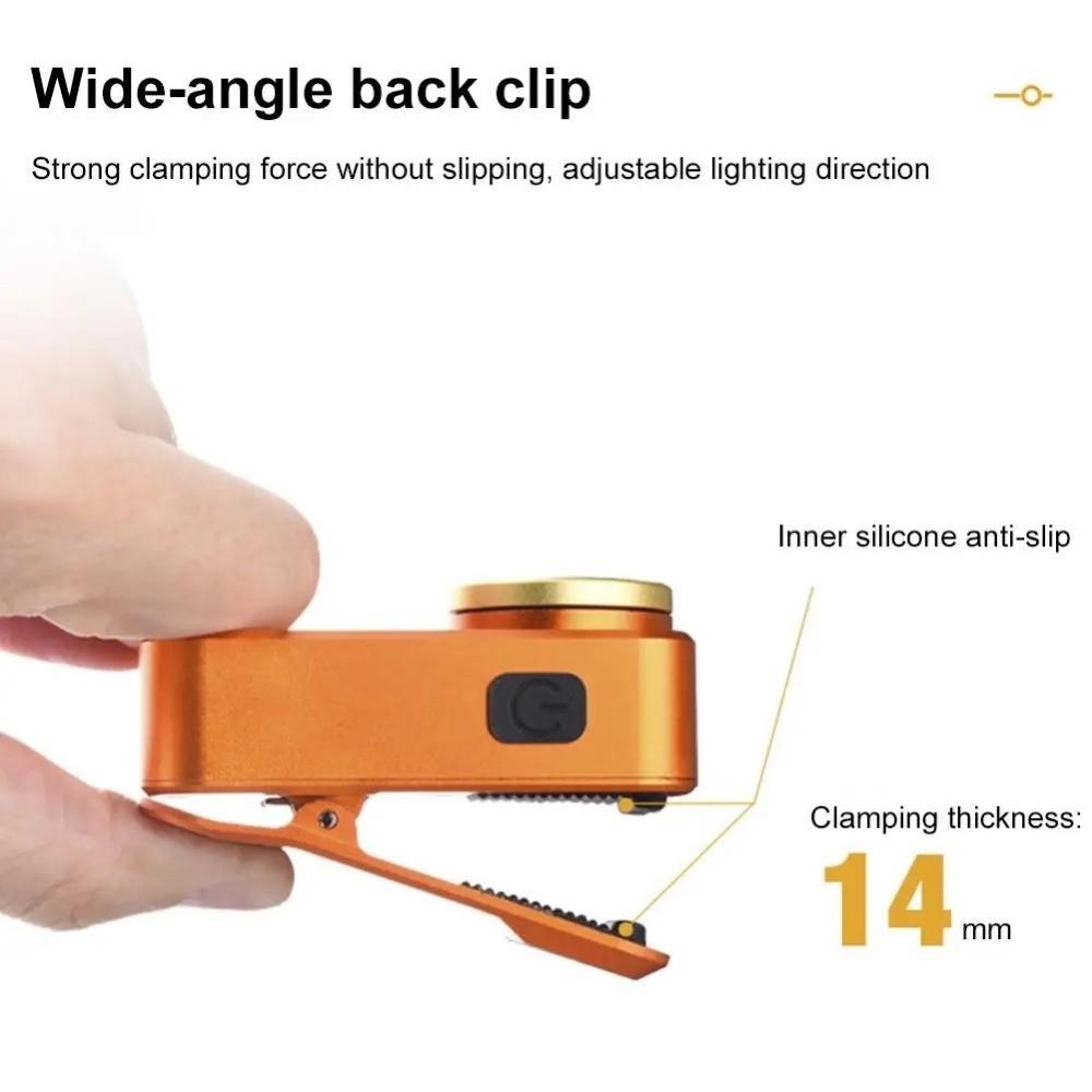 Waterproof LED Clip Flashlight Dual-Light Source Aluminum Alloy Magnetic Clip Light USB Rechargeable Magnetic Clip Warning Lamp