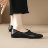 Fashion Cow Leather Square Toe Women Low heel Casual Loafers Women Shoe Without Heel 2025 Spring Autumn Mules Woman Simple White Shoes