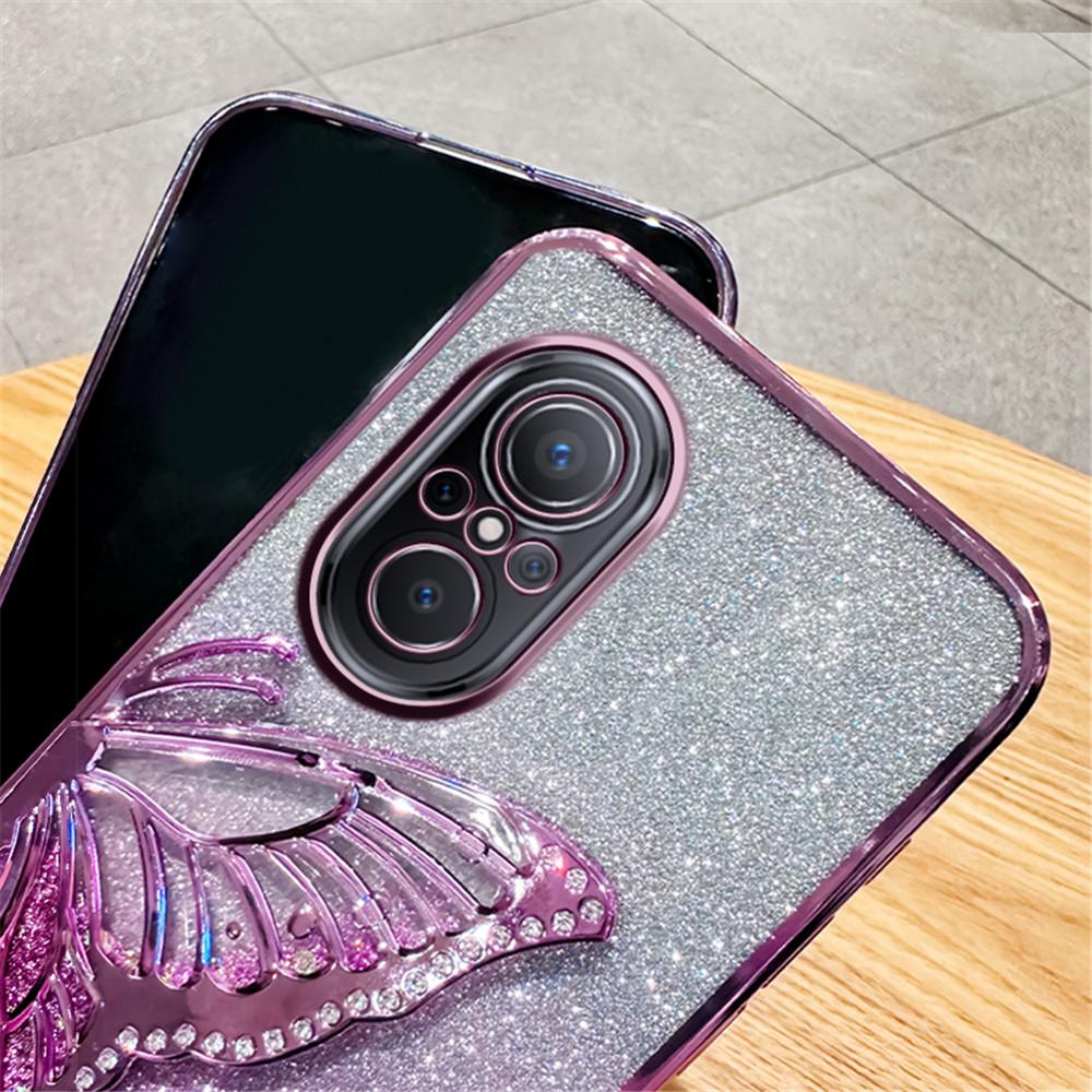 Nova 9 SE Gradient Glitter Butterfly Quicksand Phone Case For Huawei Nova 10 12 11 10 5T 7 11 9 8 7 SE Pro Y70 Plus Soft Cover