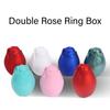 Double Opening Rose Shaped Pendant Box Velvets Lined Engagement Ring Holder Stylish Jewelry Organizer with Soft Interior