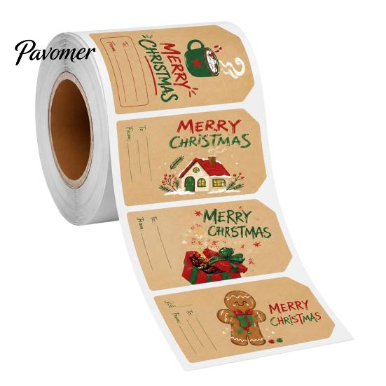 Souvenir Decoration Stickers 180PCS/Roll Christmas Label Stickers, Self-Adhesive Retro Paper Tags with Blank Winter Holiday Writing Area, Decorative