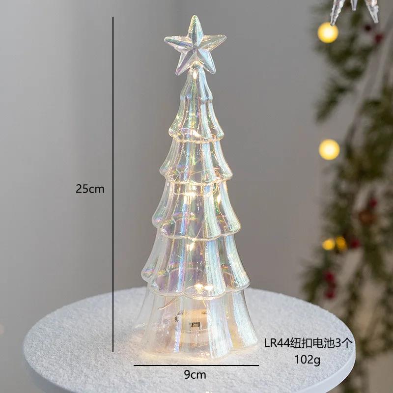 Glowing Glass Christmas Tree Ornaments Home Luminous Desktop Decoration Led Night Light Party Xmas Decorations Festival Kid Gift