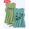 Follow a Specific Direction Two-piece Women's Tank Top with Butterfly and Floral Print Elegant Summer Party Outfits Sleeveless Vest Essential Fashion