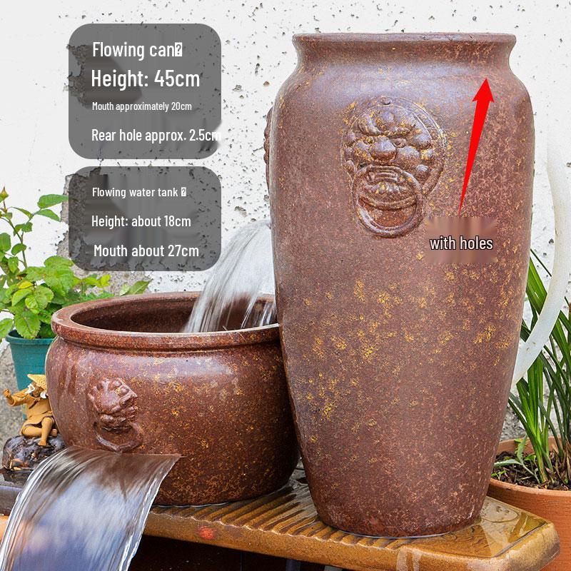 Komplettes Wasserfall-Dekoration Keramik-Aquarium mit zirkulierendem Wasser und Filter für die Wasserlandschaftsgestaltung.