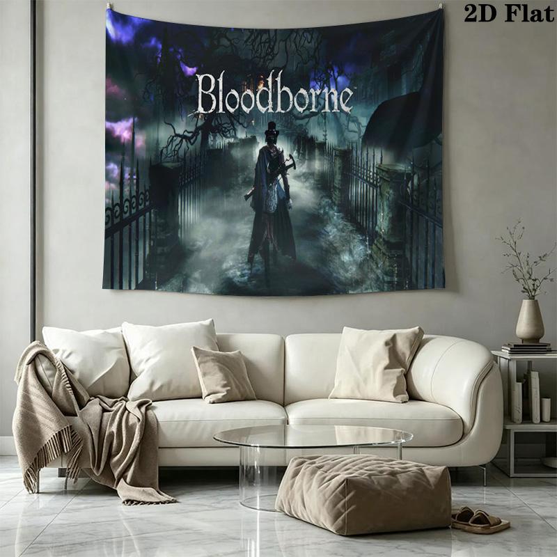 Bloodborne Wall Tapestry Aesthetic Wall Hanging Printed Fabric Blanket Decorative Tapestries for Bedroom Living Room Home Decor