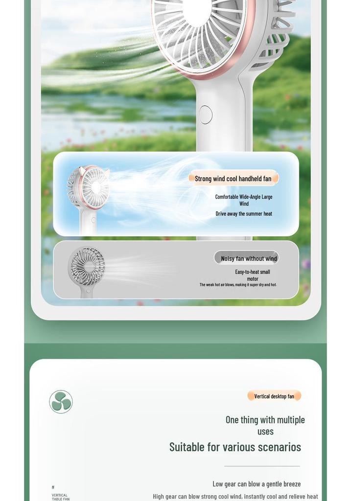 Portable Mini Folding Fan - Low Noise, Handheld for Outdoor & Office Use