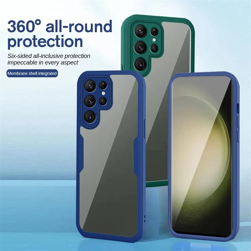 360 Plná Ochrana Kryt pro Samsung Galaxy S25 Ultra S24 S23 Plus A54 A35 A25 A16 A55 A26 A36 A56 Nárazuvzdorné Průhledné Kryty