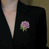 Luxury Enamel Peony Brooch Zinc Alloy Banquet Jewelry Corsage Flower Pin Rhinestone Friend Gifts Plant Brooch