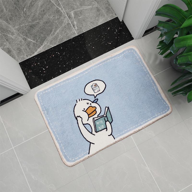Badezimmer Anti-Rutsch Fleece Bodenmatte - Niedliche Haushalts Handtuch-Textur Türmatte für Toilette und Eingang