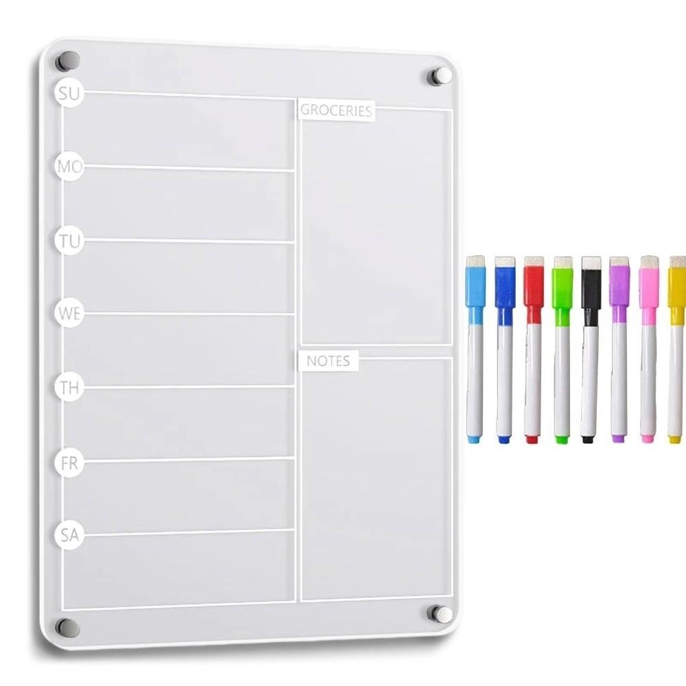 Transparent Magnetic Acrylic Weekly Planner Reusable Planning Note Board  Kitchen