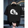 Personality Rabbit Gesture Pattern T-shirt Dark Trend Round Neck Short Sleeve Joker Everyday Wear.