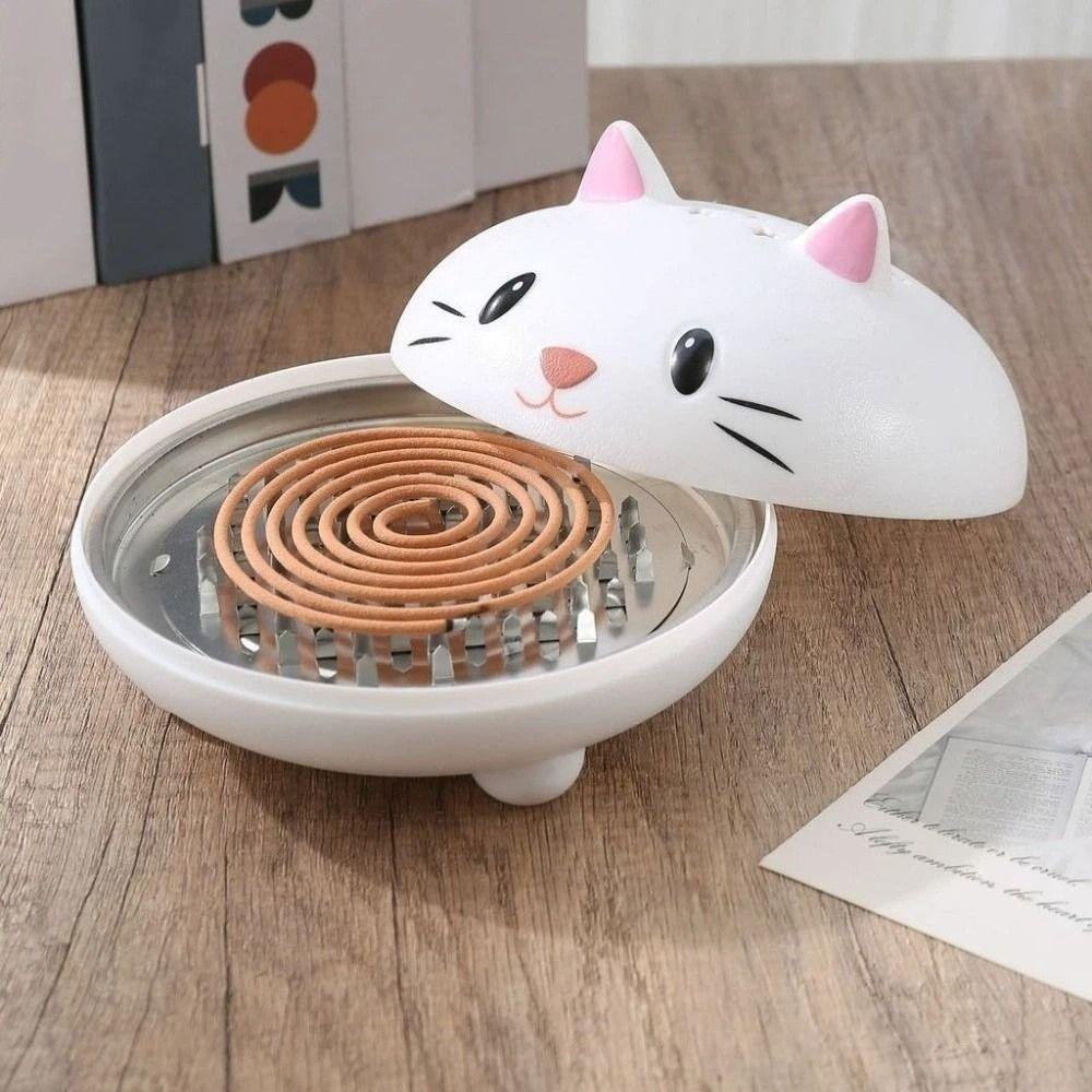 Creative Mosquito Coil Tray Cartoon Incense Burner Cute Cat Mosquito Coil Holder for Home Patio
