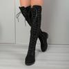 Long boots  Spring and Autumn new style women's British style knee high boots women's long tube boots with front tie knight