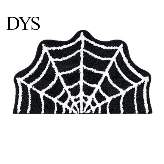 Fade Resistant Floor Carpet Spider Web Bath Mat, Halloween Gothic Bathroom Rug, Non-slip Rug Black Bat for Home Entrance Bedroom Indoor Decor