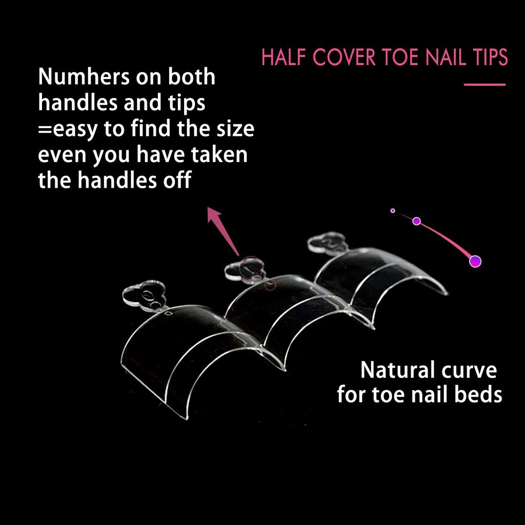 120 Průhledné poloviční samolepky, Podložky na nehty u nohou, Umělé nehty s polovičním krytím, Celoplošné samolepky, Světlé podložky na nehty