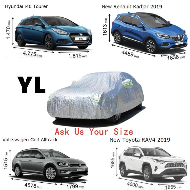 Universal 3 Layer Car Cover Waterproof All Weather UV Protection Windproof Outdoor Full Car Cover Fit Hatchback Sedan SUV MPV