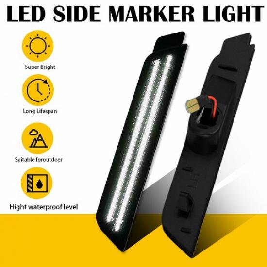 For 2010-2015 Chevrolet Camaro LED Side Marker Light Super Bright White Smoked 2