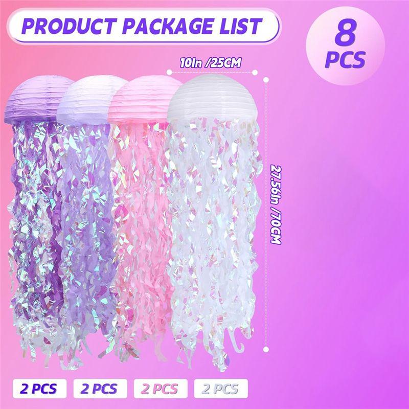 Paper Lanterns Set, 8Pcs Jellyfish Decorations For Under The Sea Partys Decorations Supplies, Jellyfish Lanterns