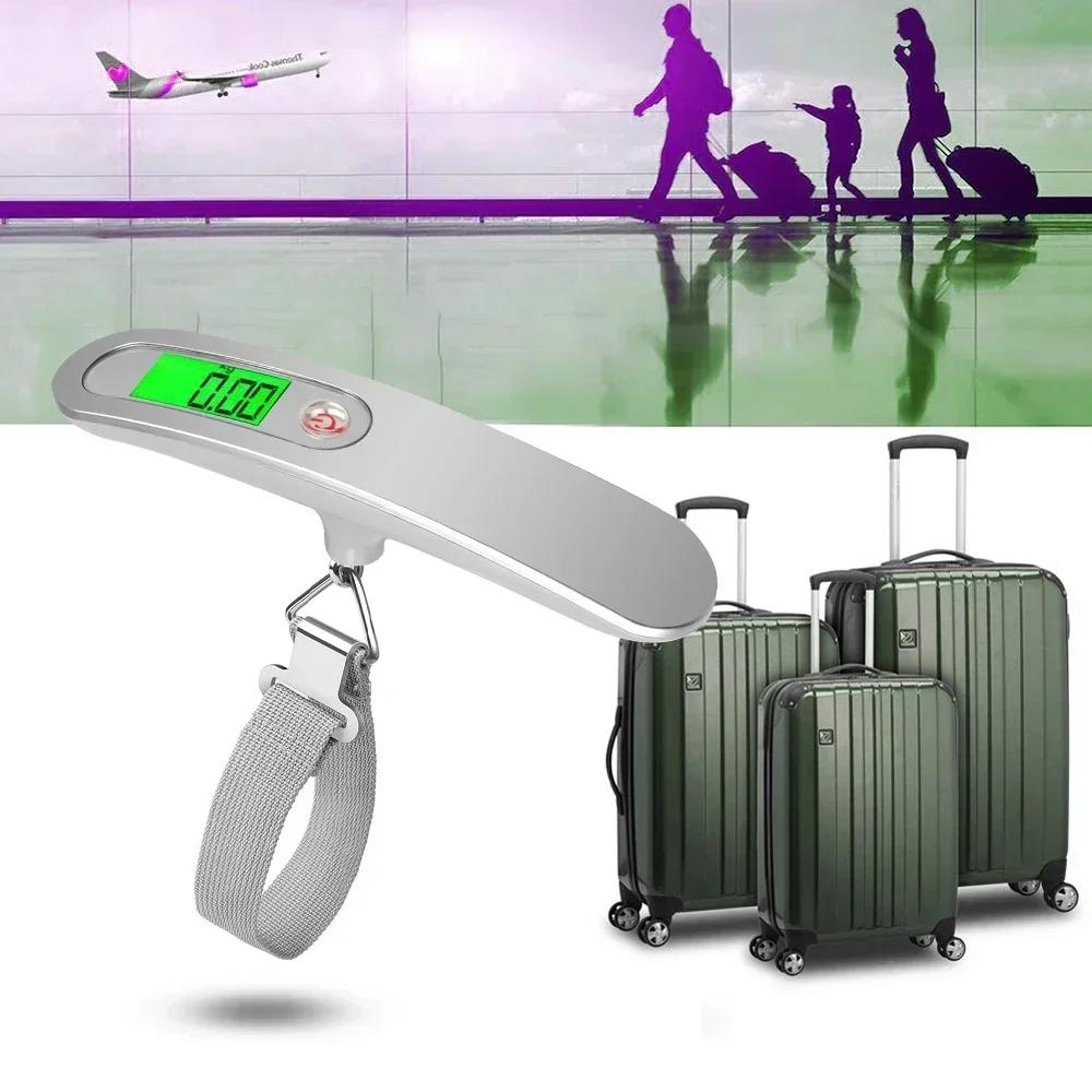Electronic Backlit Luggage Scale – 50kg/110lb Hanging Spring Balance with Hook (Travel Suitcase Weighing Tool)