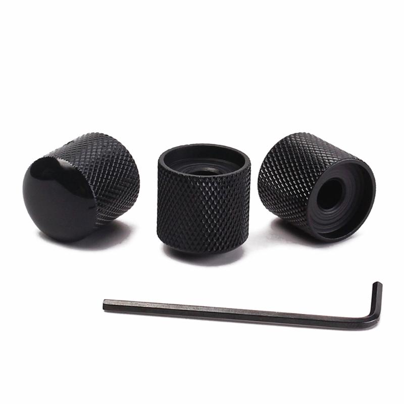3 Pcs Electric Guitar Bass Effect Knob Volume Tone Control Knob Potentiometer Cap Metal Dome Knobs Replacement Parts